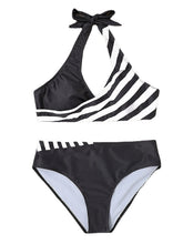 Women's Swimwear Bikini Plus Size Swimsuit 2 Piece Printing Striped Black Pink Red Blue Bathing Suits Sports Beach Wear Summer